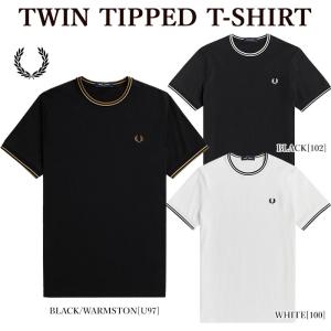 半袖Tシャツ FRED PERRY フレッドペリー M1588 TWIN TIPPED T-SHIRT ティップライン 刺しゅう メンズ レディース｜bumpstore