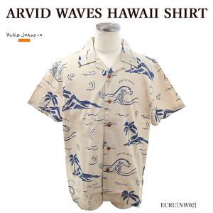 【店内全品ポイント5倍】半袖 シャツ Nudie Jeans ヌーディージーンズ 140836 ARVID WAVES HAWAII SHIRT 開襟シャツ アロハシャツ メンズ レディース｜bumpstore