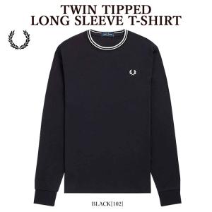 【店内全品ポイント5倍】長袖Tシャツ FRED PERRY フレッドペリー M9602 TWIN TIPPED LONG SLEEVE T-SHIRT ローレル刺しゅう メンズ レディース｜bumpstyle