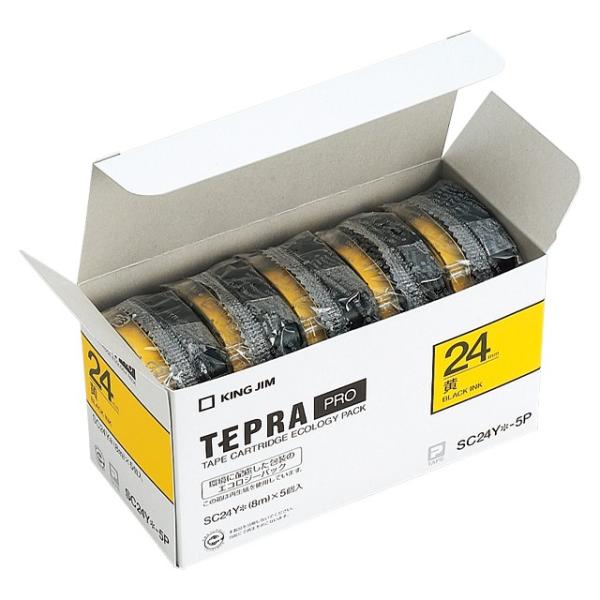 テプラPROテープエコパック　カラーラベル(黄） SC24Y-5P 24mm幅 黄