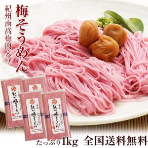 ギフト 紀州南高梅肉入 手延べ梅そうめん1kg（250g×4袋） ネコポス便 全国送料無料！素麺 お試し ご家庭用  (fy4)　※めんつゆは別売りです｜紀州ふみこ農園