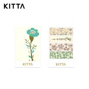 キングジム／ちいさく持てるマスキングテープ「KITTA（キッタ）」KIT049　フラワー4　1冊40枚入り　10枚×4柄　カードサイズのマスキングテープ　KING JIM｜bungle