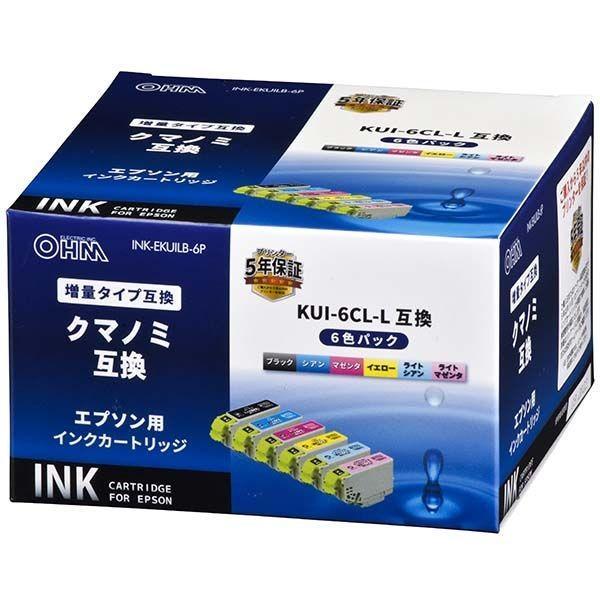オーム電機 INK-EKUILB-6P エプソン用 クマノミ KUI-6CL-L互換インク 増量タイ...