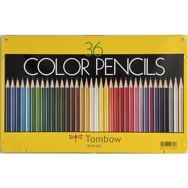 Tombow 缶ケース入り36色セット 色鉛筆 CB-NQ 36C 銀色・金色入り【ポスト投函送料無...