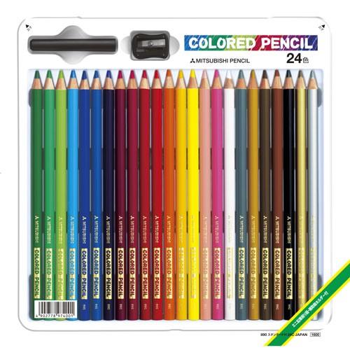 三菱鉛筆 色鉛筆 890級 24色缶 ホルダー・ポケシャ付 名入れ 缶ケース 記念品 祝い プレゼン...