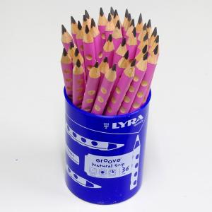 LYRA GROOVE グルーヴ グラファイト ピンク 36本 カップケース 三角軸 鉛筆 B芯 名入れ 持ち方 練習 太軸 プレゼント お祝い 記念品｜bungu-mori