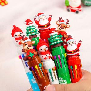 プチギフト 粗品 クリスマス10色カラーボールペン 匿名配送★バラ売り可10色入りクリスマスボールペン　子ども会　イベント　景品 文具 子ども 文房具 筆記具
