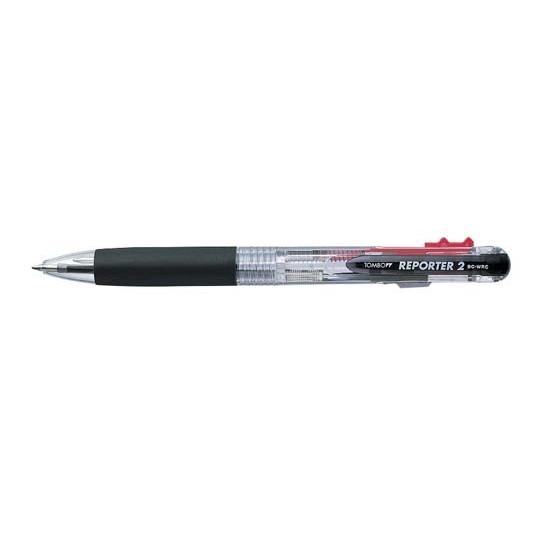 トンボ鉛筆/2色ボールペン リポーター2 軸色透明/BC-WRC20