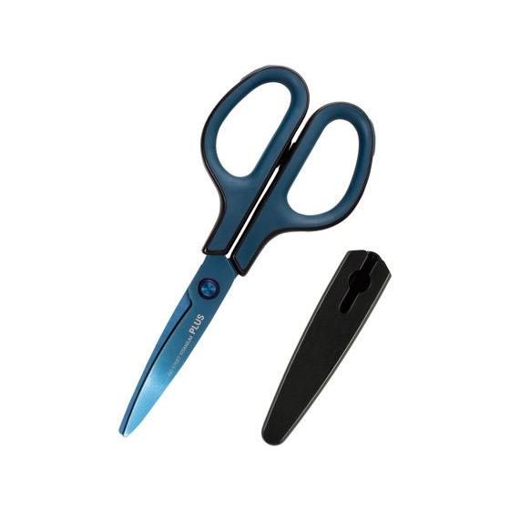 プラス はさみ フィットカットカーブ チタンコート チタンブルー 34-518