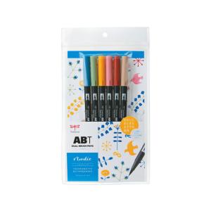 トンボ/デュアルブラッシュペン ABT 6色セット ノルディック/AB-T6CNR
