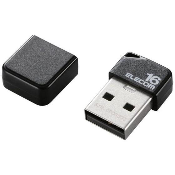 【お取り寄せ】エレコム USBメモリ 小型 16GB キャップ付 MF-SU2B16GBK