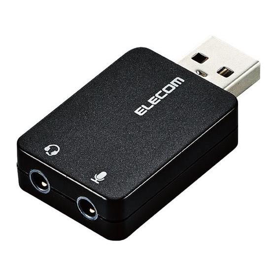 エレコム オーディオ変換アダプタ USB-φ3.5mm USB-AADC01BK