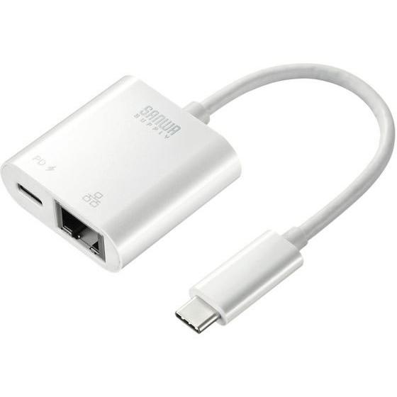 サンワサプライ USB3.2 TypeC-LAN変換アダプタ PD対応・ホワイト