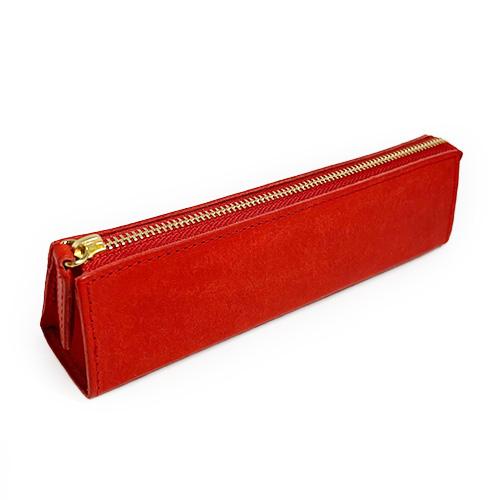 文具のある暮らしオリジナルPueblo プエブロレッド 限定 ファスナーペンケースM 筆箱 本革 レ...