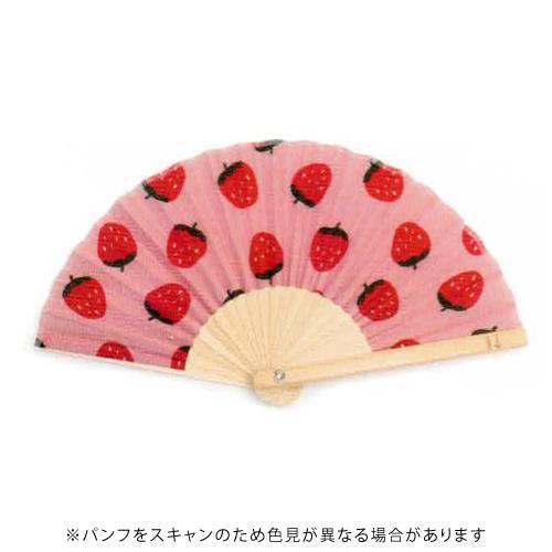 西川庄六商店 こどものせんす いちご ネックストラップ付 子供用扇子 - 705066