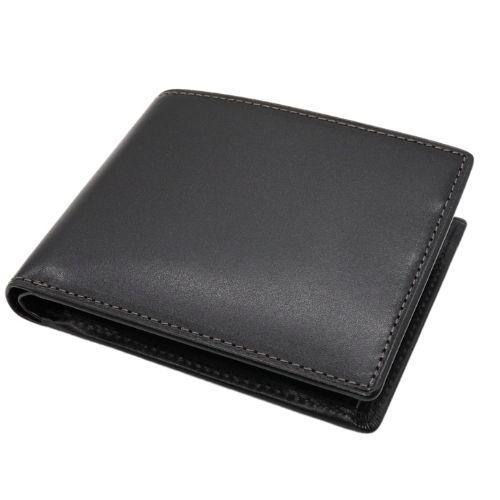 モルフォ ヘレナ Sinceroシンチェーロ 二つ折り財布 小銭入れ付札入 本革 ブラック×ブラック...