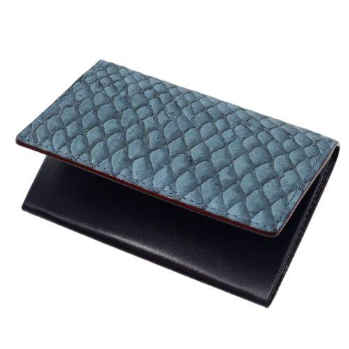 モルフォ キプリス 名刺入れ 風琴マチ MADAI OceanLeather 魚革 ブルー 4132...