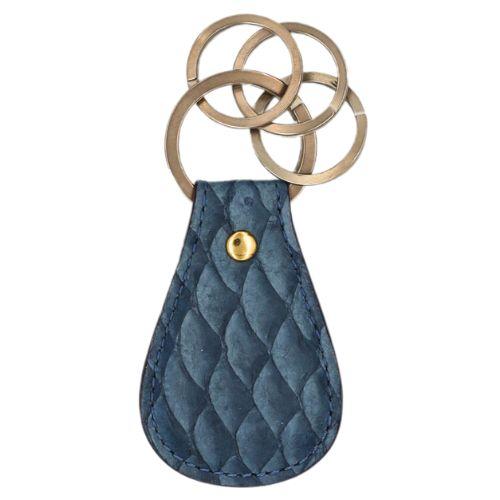 モルフォ キプリス キーホルダー 丸 MADAI OceanLeather 魚革 ブルー 4133-...