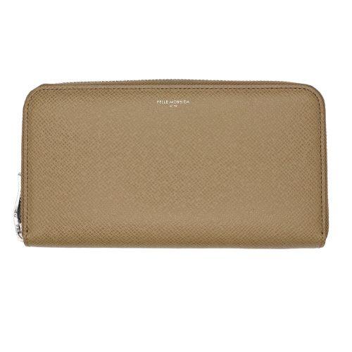 ペッレモルビダ 長財布(小銭入れ付)ラウンドファスナー 革(バルカ) グレージュ PELLE MOR...