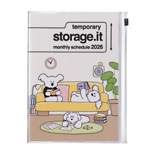 マークス2026年版手帳B6月間ブロックストレージイットブランチブラザーマンスリー+ノート ココグル...