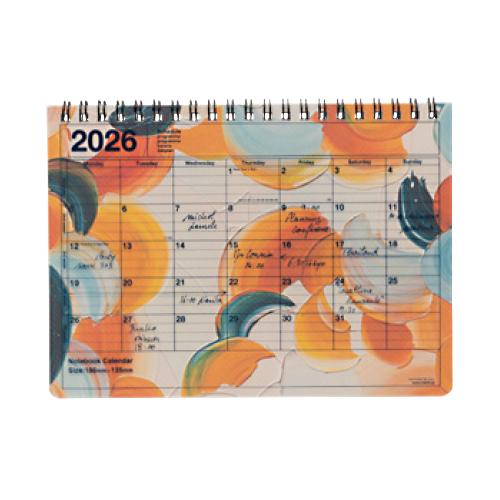 マークス2026年版ノートブックカレンダーS 岡村芳樹 B6変形月間ブロックスケジュール帳 バレンシ...