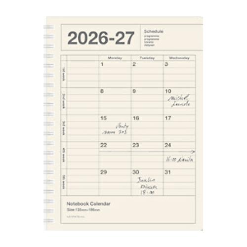 マークス 2026年4月始まり B6変型ノートブックカレンダー S 縦型 アイボリー MARK'S ...