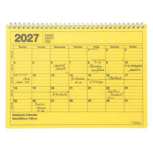 マークス 2027年版ノートブックカレンダー M B5変型 月間ブロック スケジュール帳 イエロー ...
