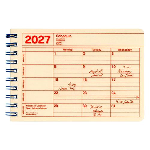 マークス 2027年版ノートブックカレンダー XS B7変型 月間ブロック スケジュール帳 アイボリ...