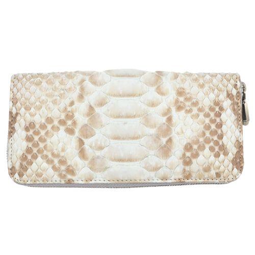 ZOO ズー ダイヤモンドパイソン(ブリーチ加工)革 長財布 ラウンドファスナー 小 ミニ ホワイト...