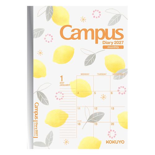 ☆コクヨ 2027年版1月始まり手帳 Campus キャンパスダイアリー マンスリー限定レモン柄  ...
