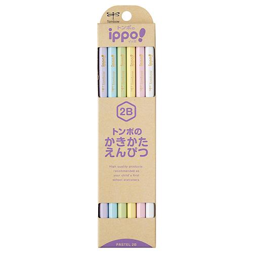 トンボ鉛筆 ippo!イッポ かきかた鉛筆 ナチュラル パステルカラー 2B 1ダース（12本入）六...