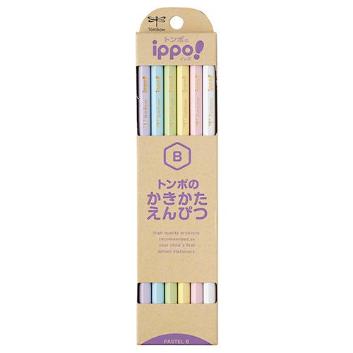 トンボ鉛筆 ippo!イッポ かきかた鉛筆 ナチュラル パステルカラー B 1ダース（12本入）六角...