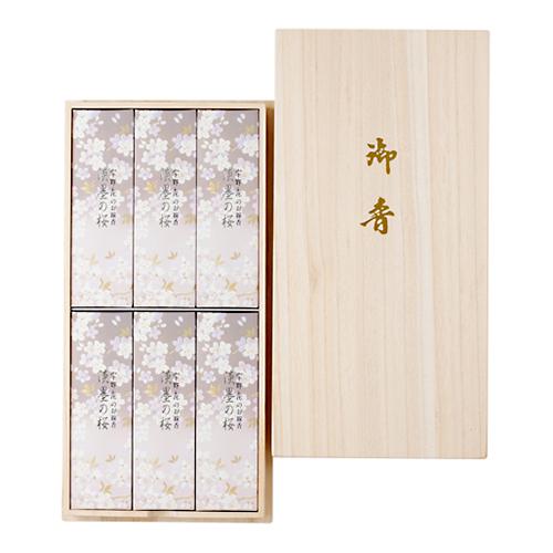 日本香堂 宇野千代のお線香 新淡墨の桜 桐箱6箱入  37102