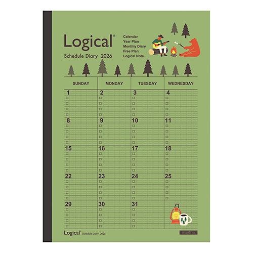 ナカバヤシ 2026年版手帳 ロジカルダイアリー 月間ノートタイプA B5 キャンプ 日曜始まり  ...