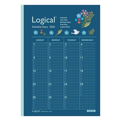 ナカバヤシ 2026年版手帳 ロジカルダイアリー 月間ノートタイプA A5 フラワー 花 日曜始まり...