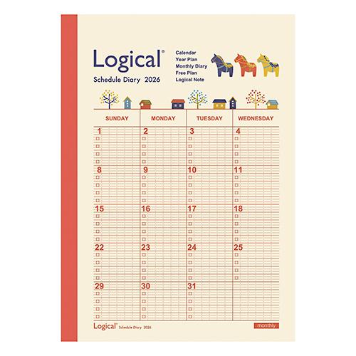 ナカバヤシ 2026年版手帳 ロジカルダイアリー 月間ノートタイプA B6 ウマ 馬 午 干支 日曜...