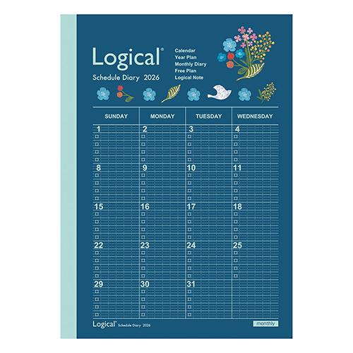 ナカバヤシ 2026年版手帳 ロジカルダイアリー 月間ノートタイプA B6 フラワー 花 日曜始まり...