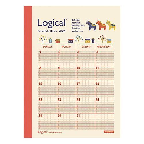 ナカバヤシ 2026年版手帳 ロジカルダイアリー 月間ノートタイプA A6 ウマ 馬 午 干支 日曜...