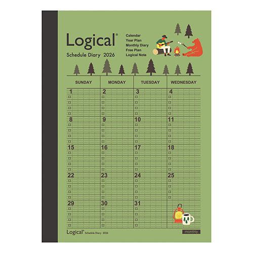 ナカバヤシ 2026年版手帳 ロジカルダイアリー 月間ノートタイプA A6 キャンプ 日曜始まり  ...