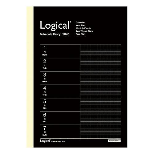 ナカバヤシ 2026年版手帳 ロジカルダイアリー 見開き2週間 表紙Aタイプ A5 月曜始まり ブラ...
