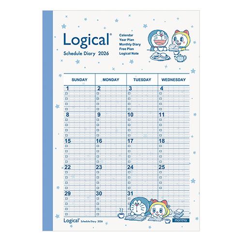 ナカバヤシ 2026年版手帳 ロジカルダイアリー 月間 ノートタイプSD A5 アイムドラえもん 日...