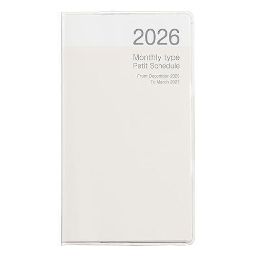 ナカバヤシ 2026年版手帳 プチスケジュール マンスリー 日曜始まり 月間ブロック ホワイト PS...