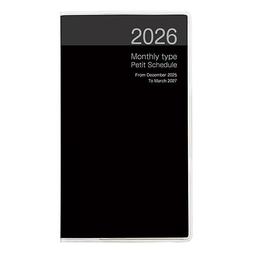 ナカバヤシ 2026年版手帳 プチスケジュール マンスリー 日曜始まり 月間ブロック ブラック PS...