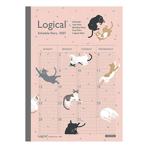 ☆ナカバヤシ 2027年版手帳 ロジカルダイアリー 月間ノートタイプA B5 ネコ 猫 日曜始まり ...