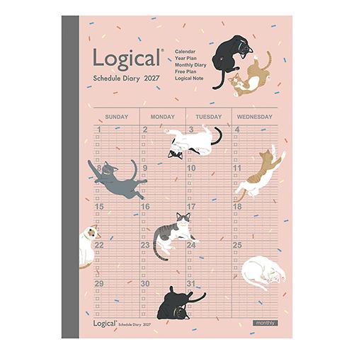 ☆ナカバヤシ 2027年版手帳 ロジカルダイアリー 月間ノートタイプA B6 ネコ 猫 日曜始まり ...