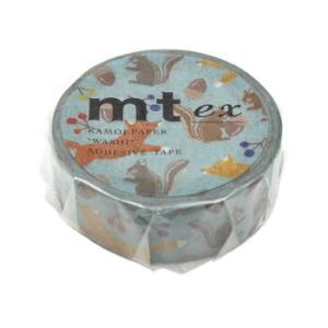 カモ井加工紙 マスキングテープ mt ex 刺繍キツネとリス テープ幅15mm×7m巻 MTEX1P...