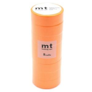 カモ井加工紙 マスキングテープ mt 8P ベーシックシリーズ 15mm×7m ショッキングオレンジ...