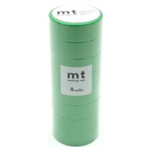 カモ井加工紙 マスキングテープ mt 8P ベーシックシリーズ 15mm×7m グリーン 8巻入り ...