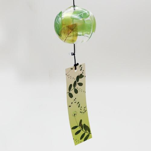 木之本 ぎやまん風鈴 リーフ クリスタルガラス 手作り 夏の風物詩 涼を楽しむ R-292