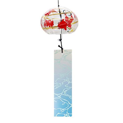 木之本 はごろもバルーン風鈴 うずまき金魚 クリスタルガラス 手作り 夏の風物詩 涼を楽しむ  R-...